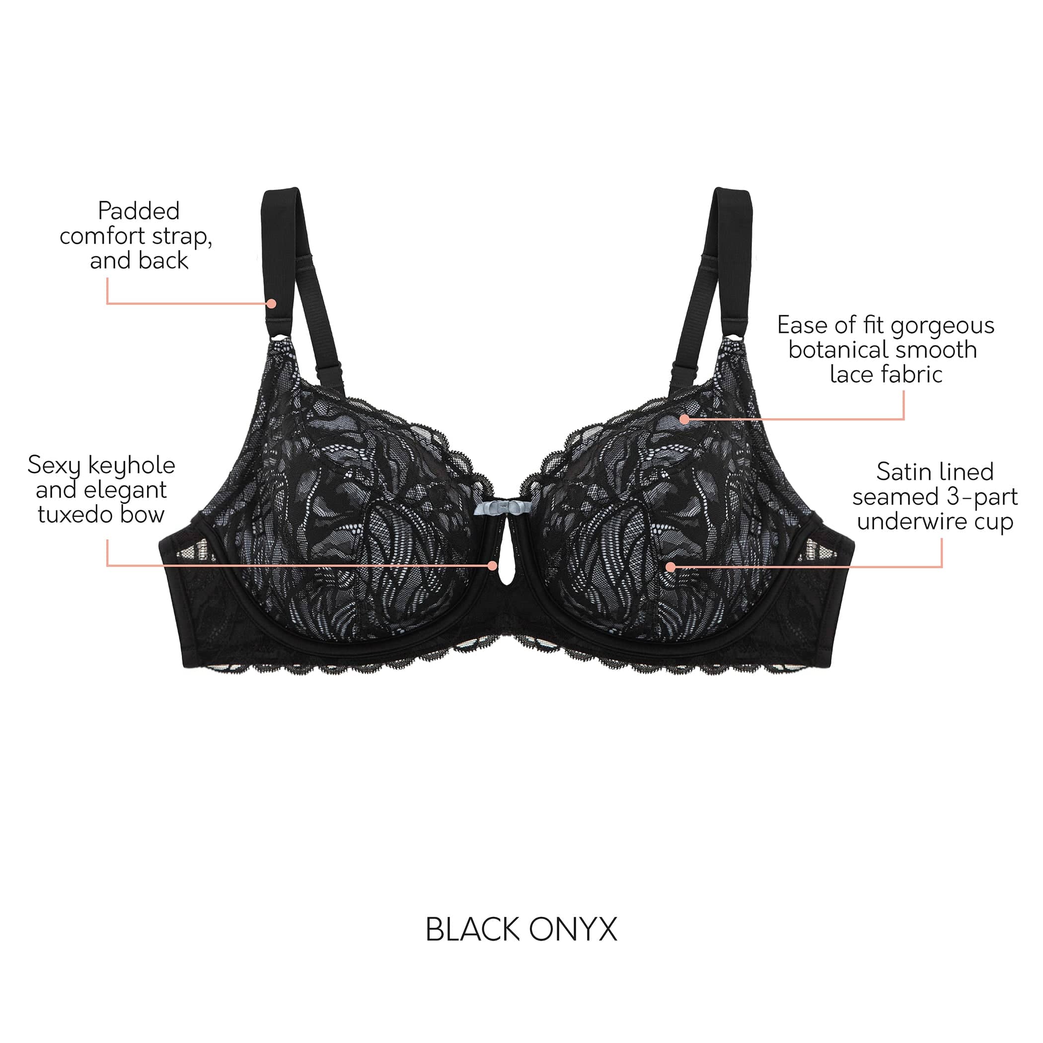 CHARLOTTE BLACK BRA | black lace wirefree bra