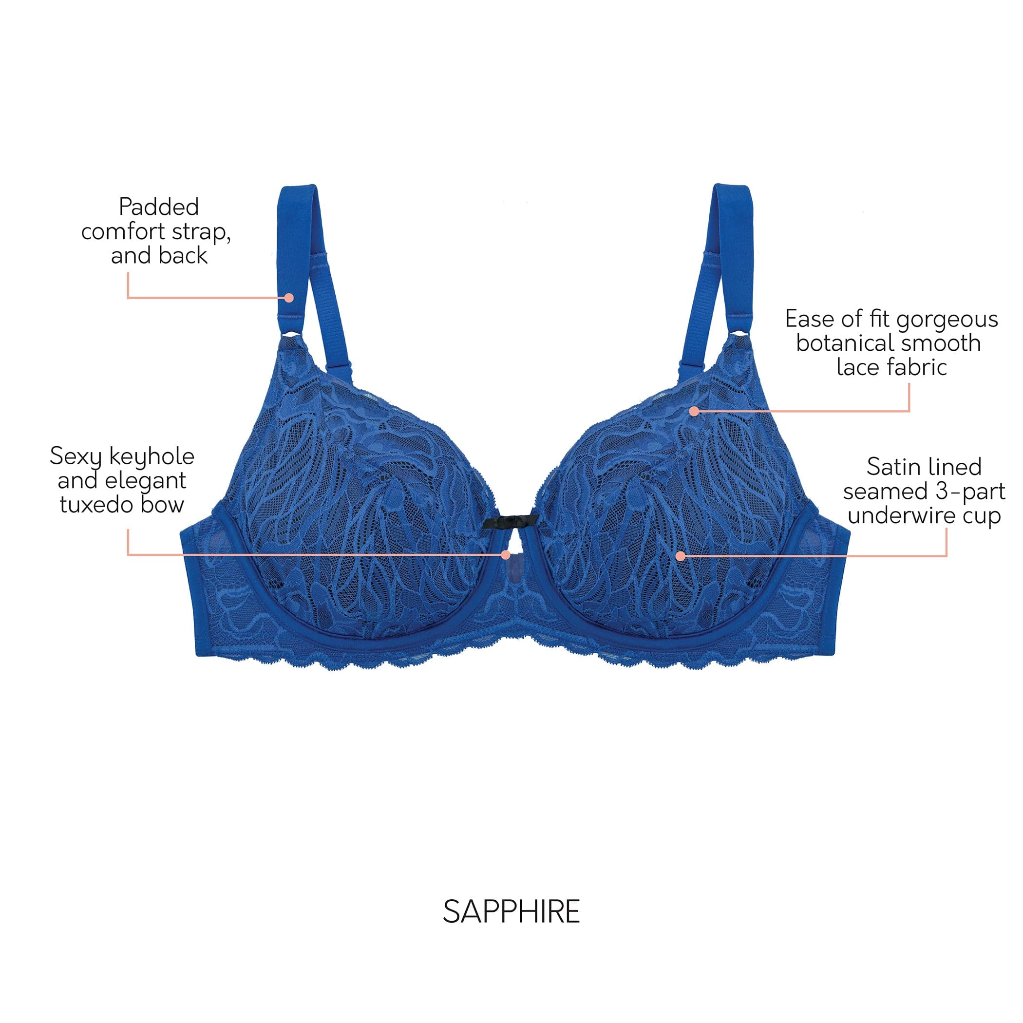 Parfait Charlotte Lace Unlined Bra P6922-Blue Sapphire