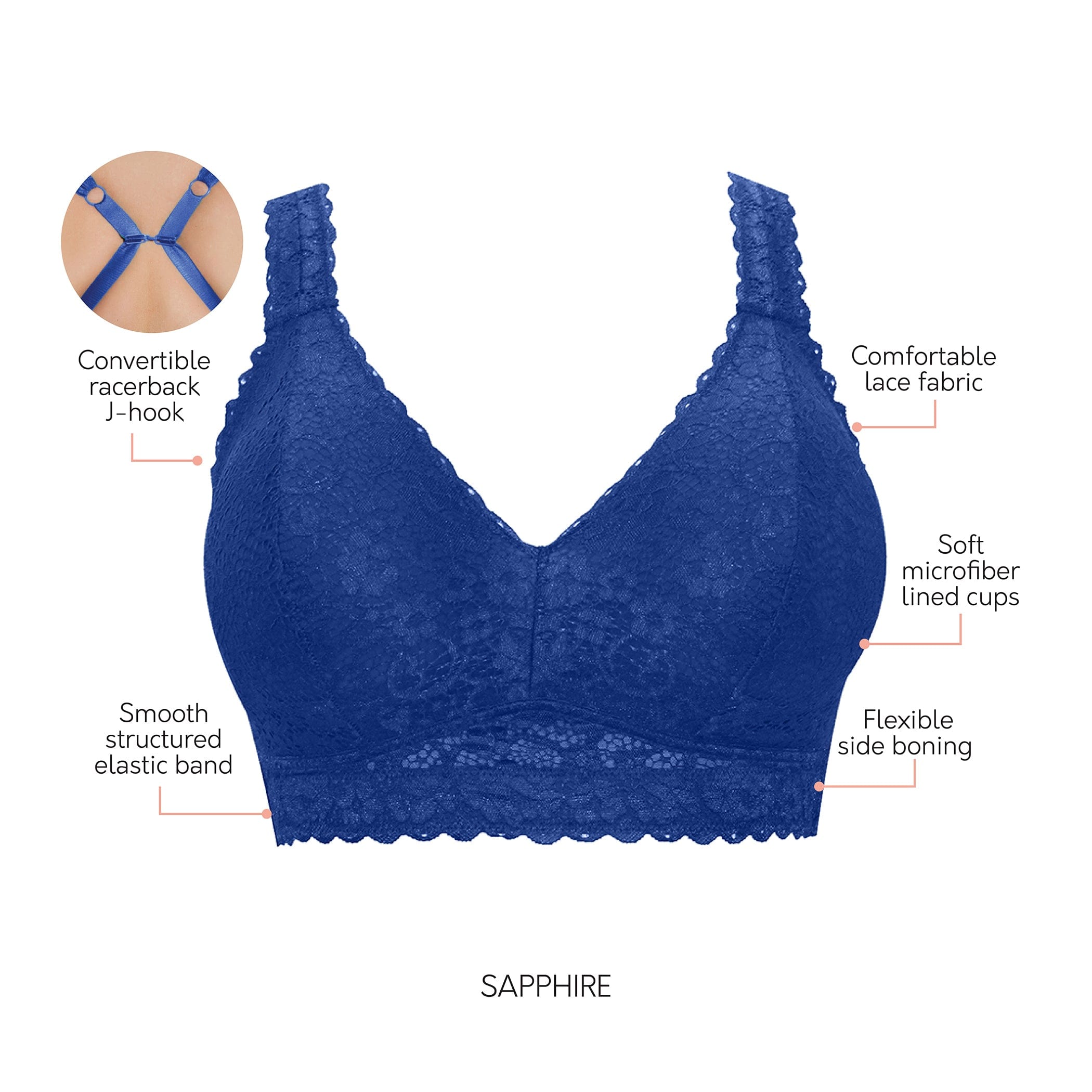 PARFAIT Adriana Wirefree Full Bust Lace Bralette D-H Cup in band