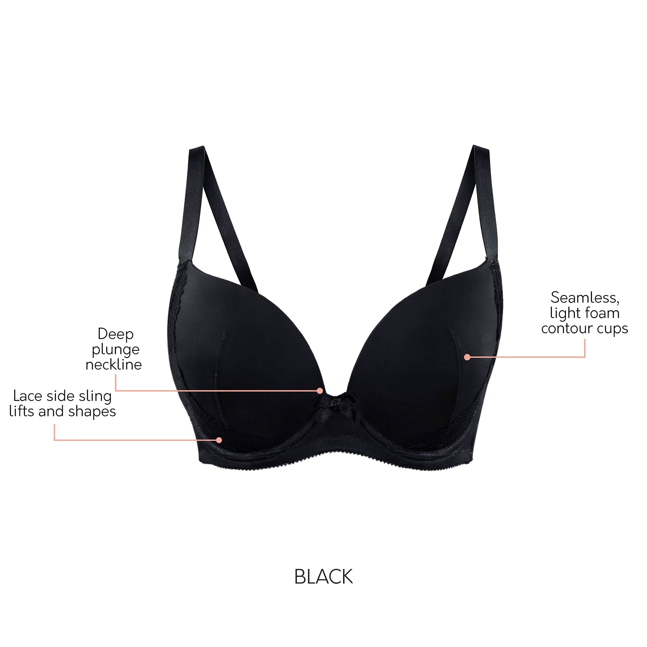 Buy Amante Double Layered Underwired T-Shirt Bra- Black at Rs.248 online