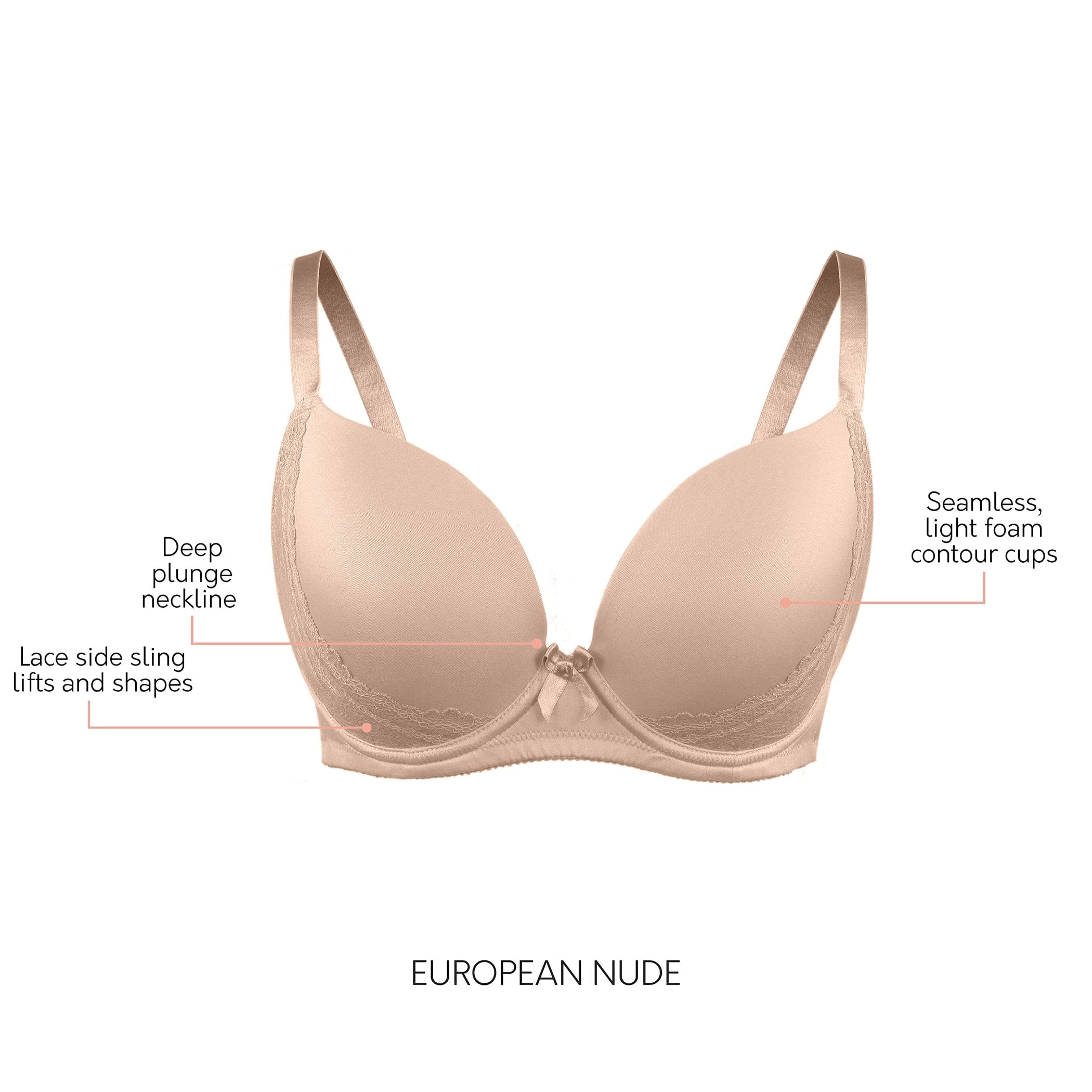 Freya Deco Underwire Molded Plunge Bra in Nude - Busted Bra Shop