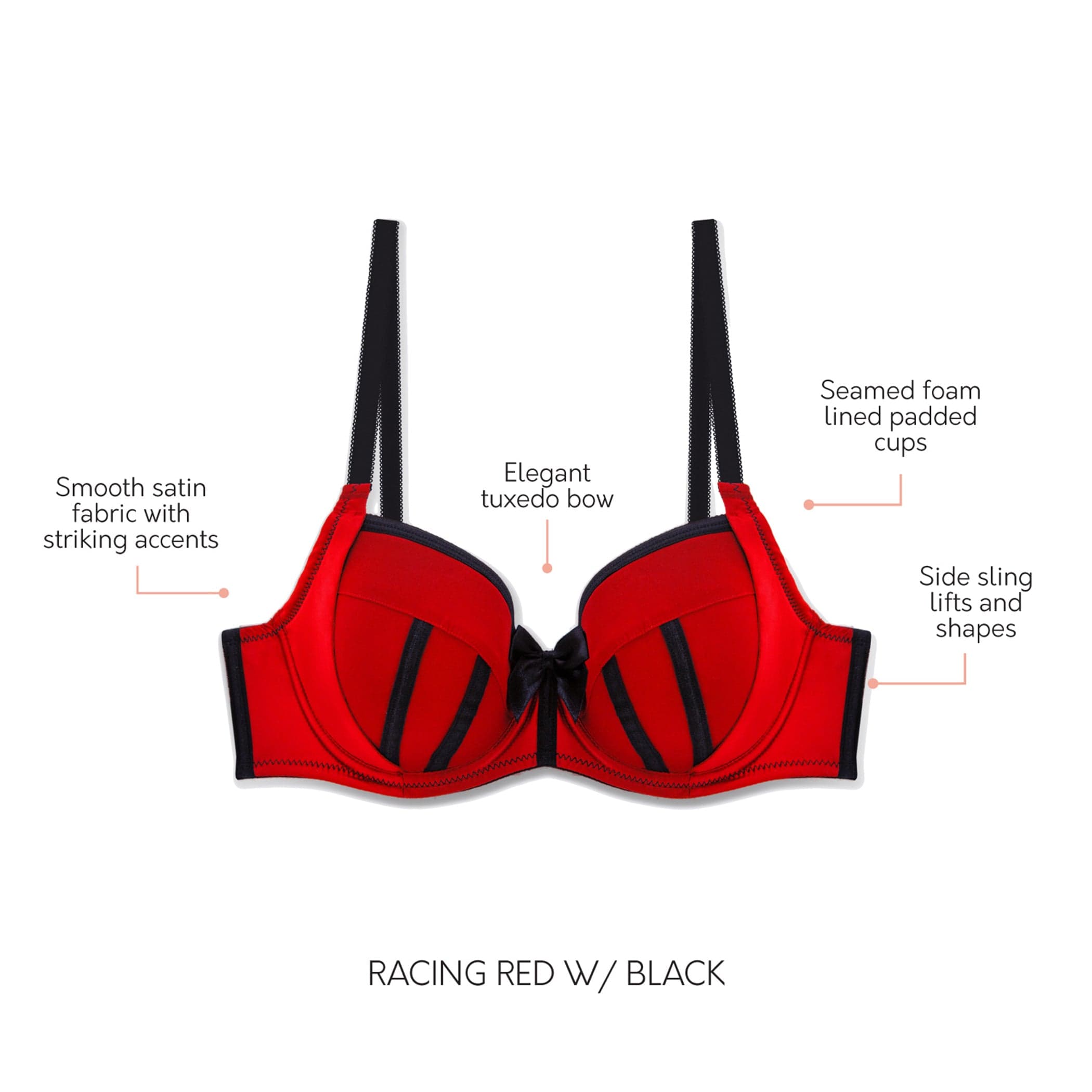 Charlotte Underwire Padded Bra - Racing Red W Black – Parfait Lingerie