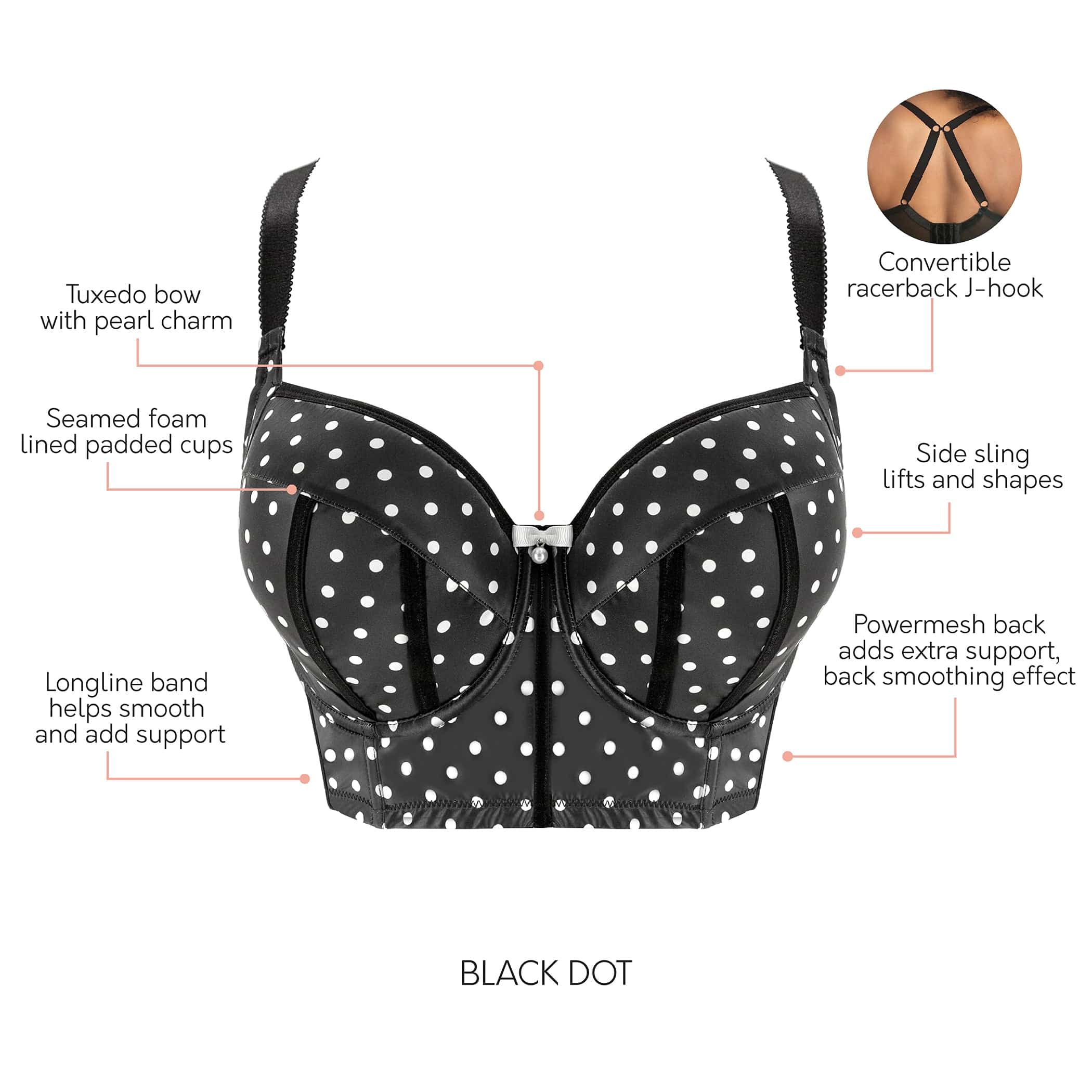 Charlotte Longline Bra - Black Dot – Parfait Lingerie