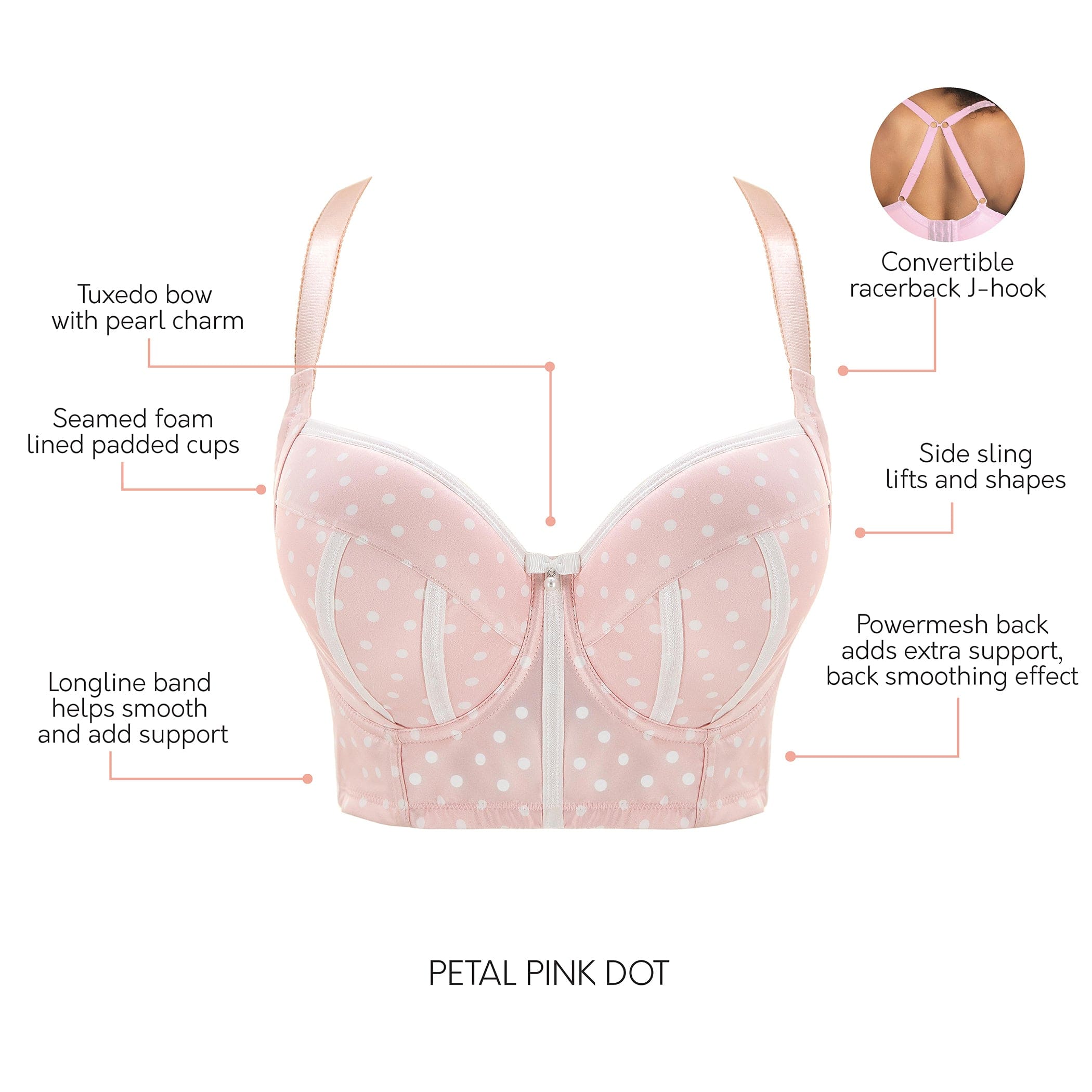 Charlotte Longline Bra - Petal Pink Dot – Parfait Lingerie