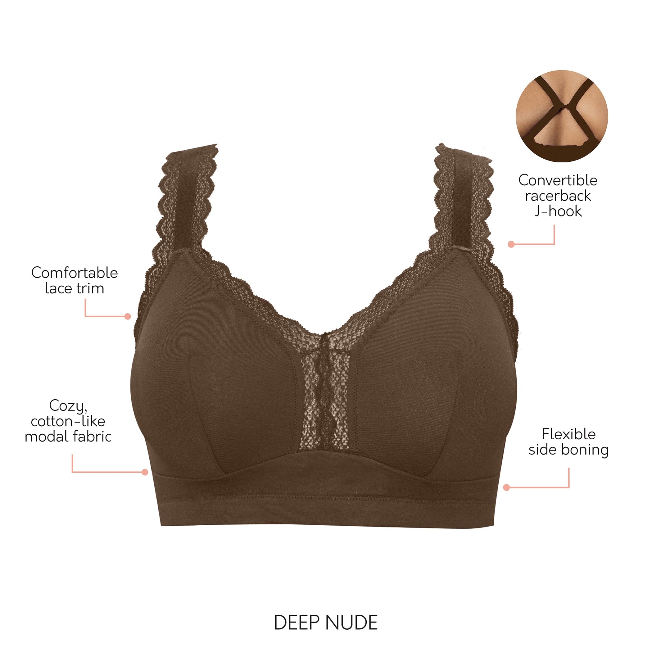 Bare The Effortless Front-Close Lace Bra 38D, Breezy