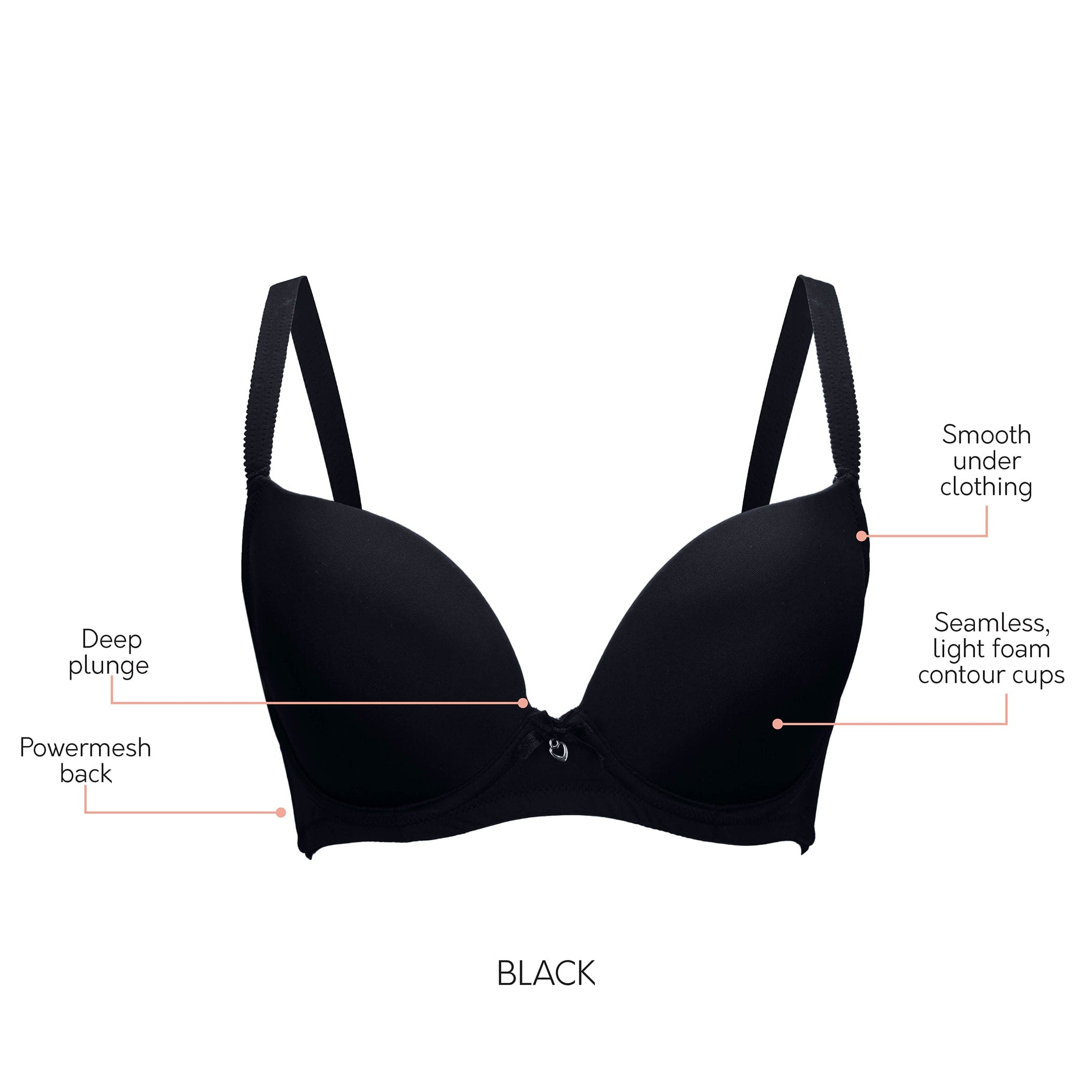 Jeanie Plunge T-shirt Bra - Black – Parfait Lingerie