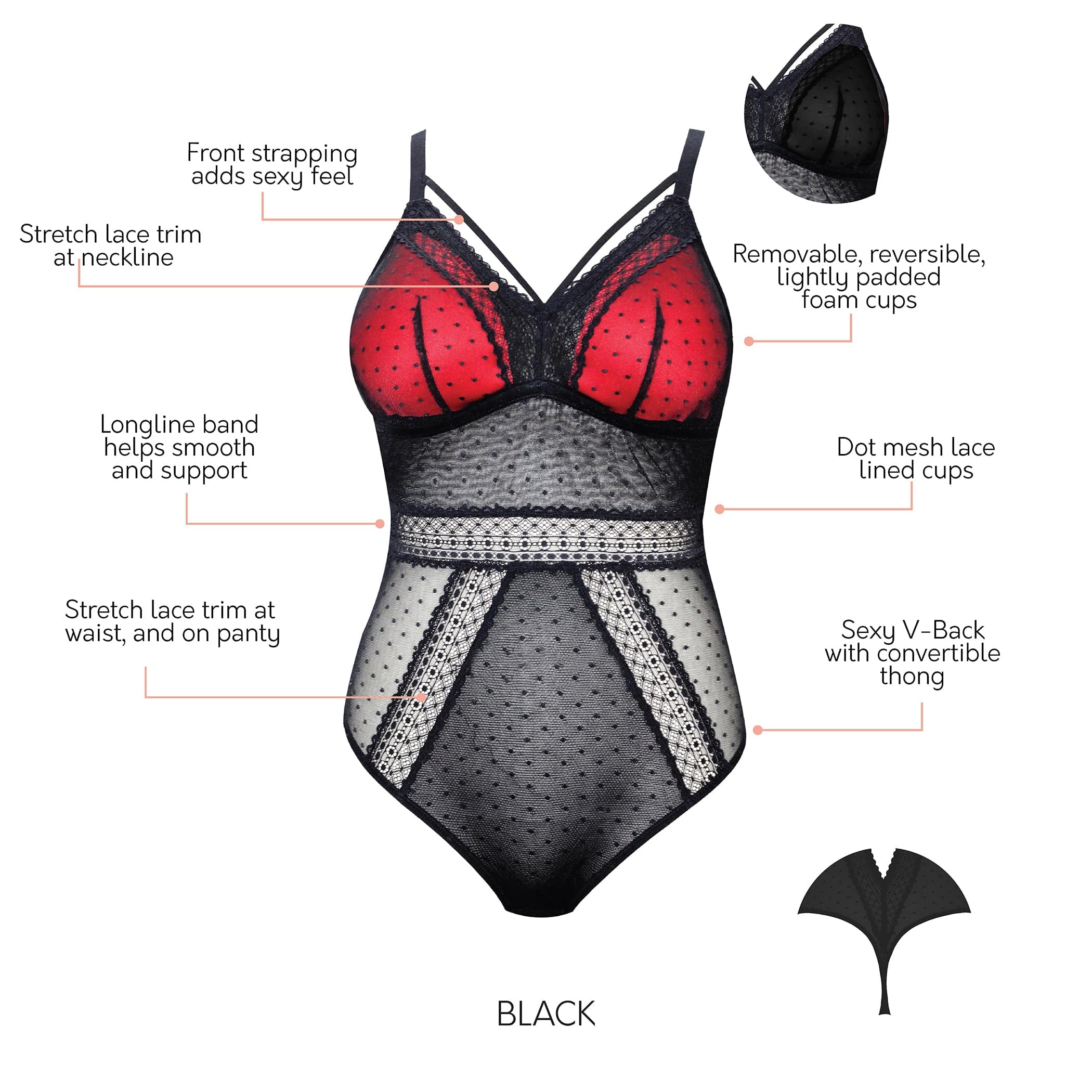 Mia Dot Bodysuit - Black – Parfait Lingerie