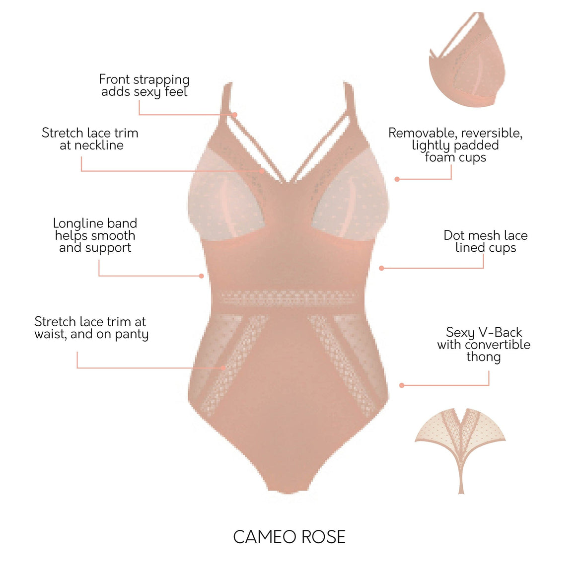 Parfait Lingerie Mia Dot Bodysuit - Cameo Rose