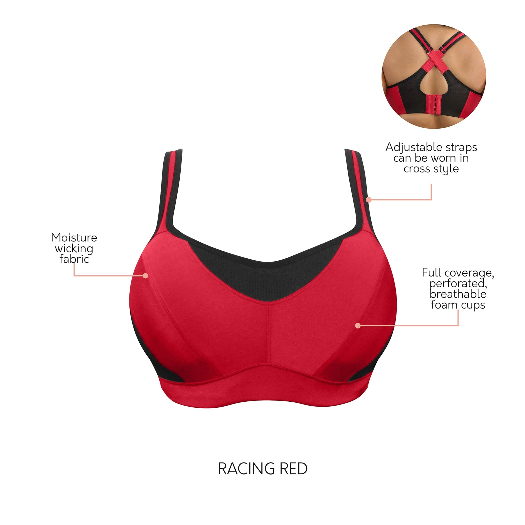 Dynamic Mid-High Impact Sports Bra - Racing red – Parfait Lingerie